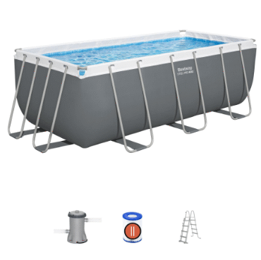 Juego de piscina gris oscuro 412x201x122 cm
