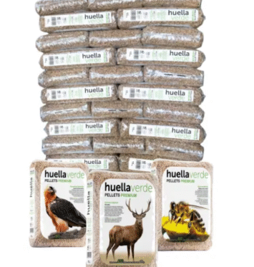 Palet de 77 sacos de 15Kg de pellets Huella Verde